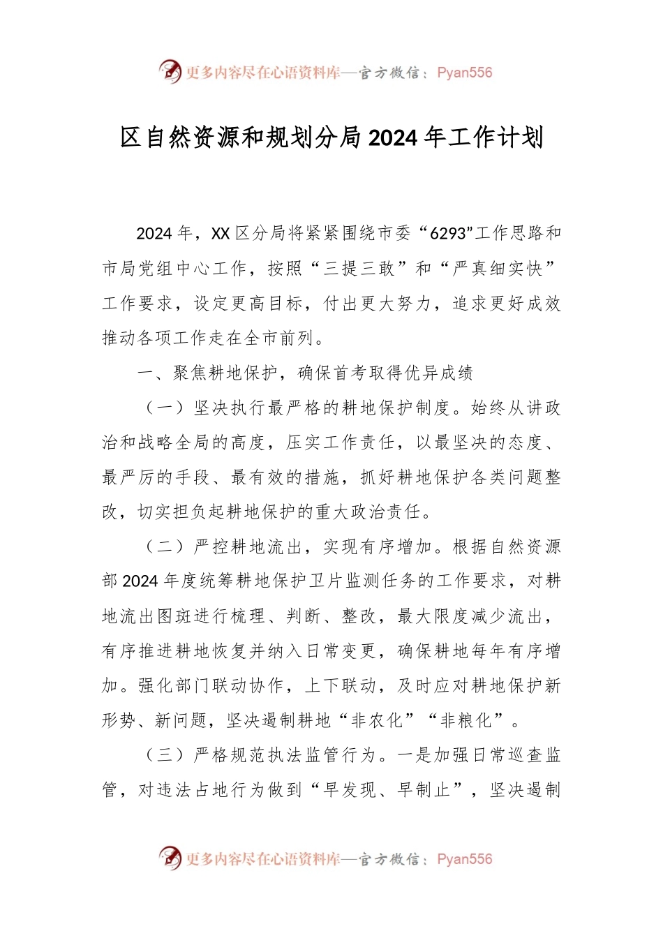 区自然资源和规划分局2024年工作计划.docx_第1页