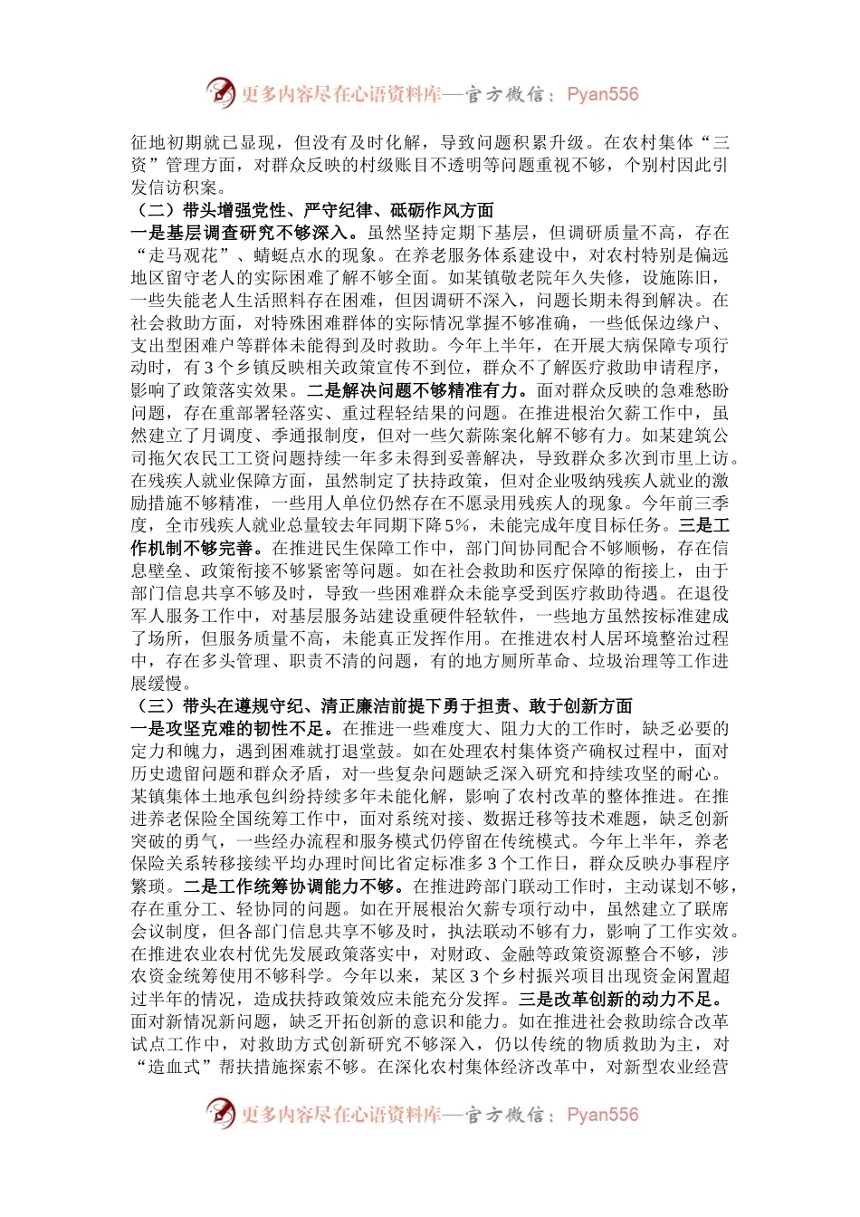 分管农业民政人社副市长在2024年民主生活会上的对照检查材料（四个带头）.docx_第2页