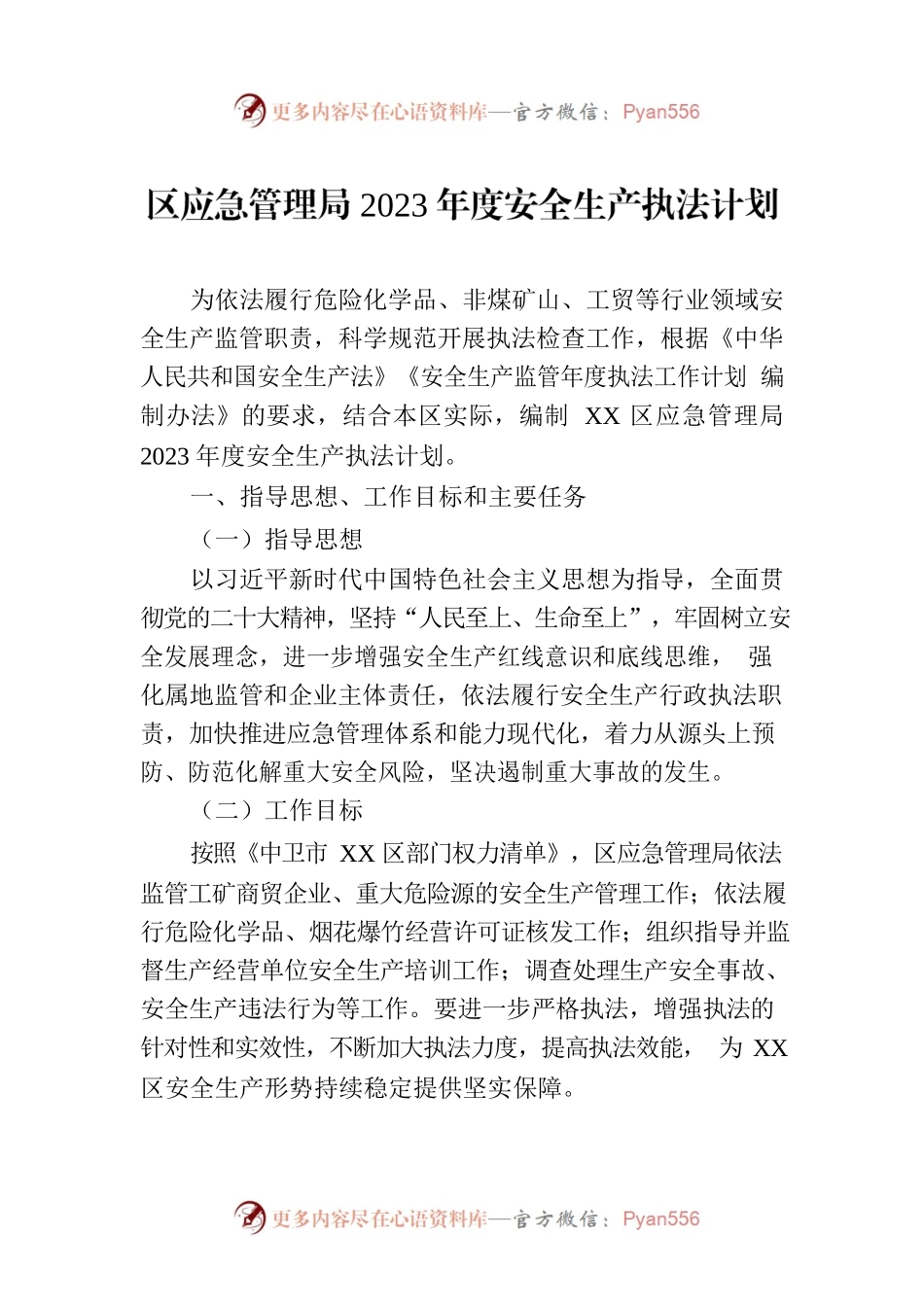 区应急管理局2023年度安全生产执法计划.docx_第1页
