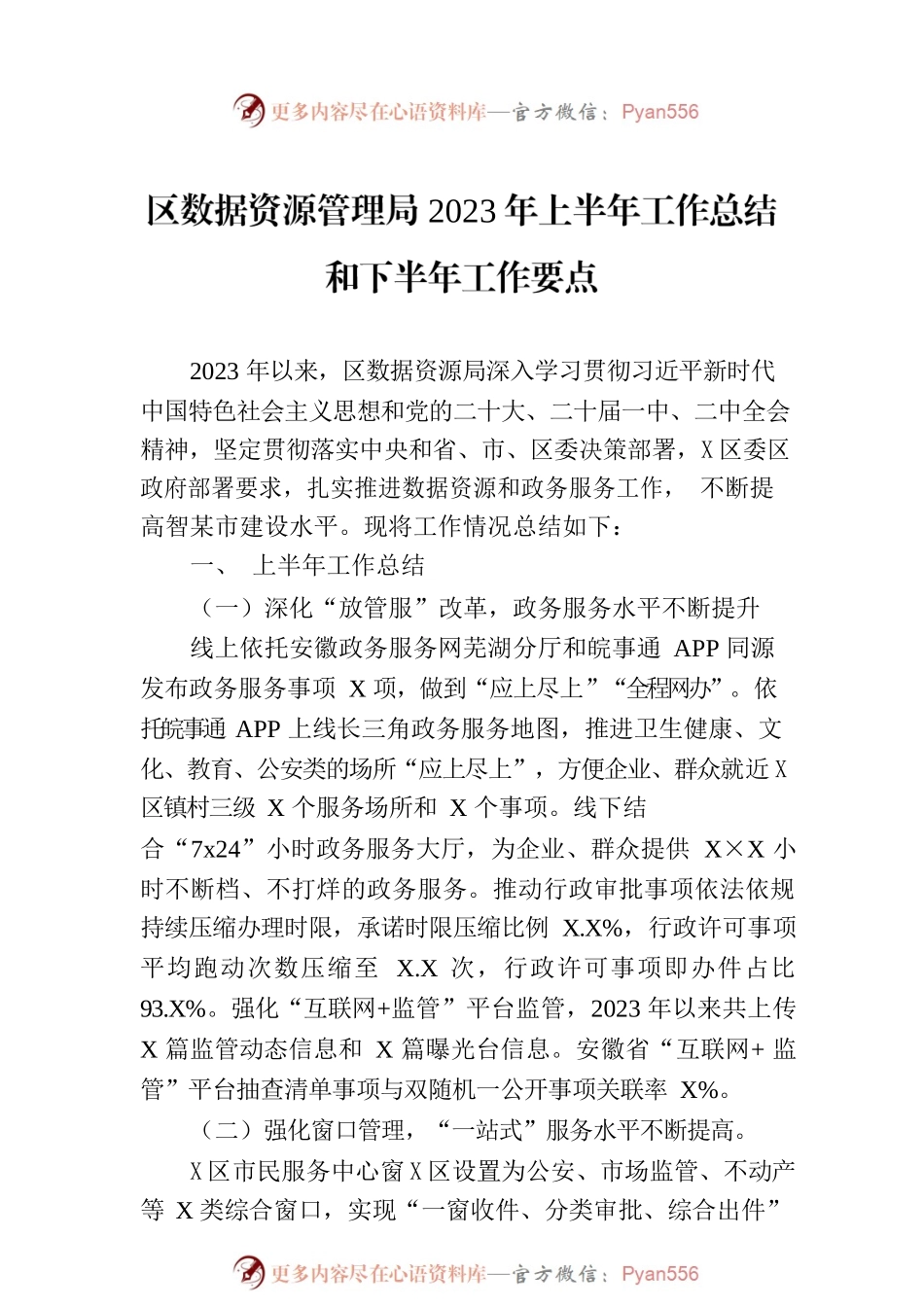 区数据资源管理局2023年上半年工作总结和下半年工作要点(20230706).docx_第1页