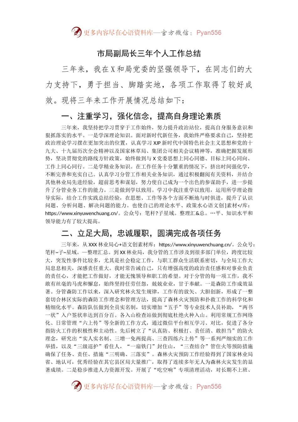 副局长三年个人工作总结.docx_第1页