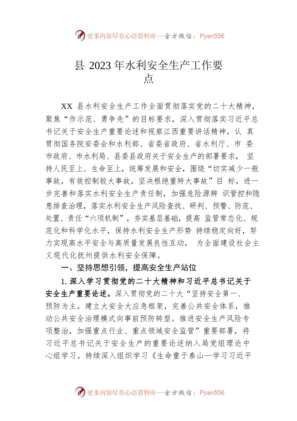 县2023年水利安全生产工作要点（20230411）.docx_第1页