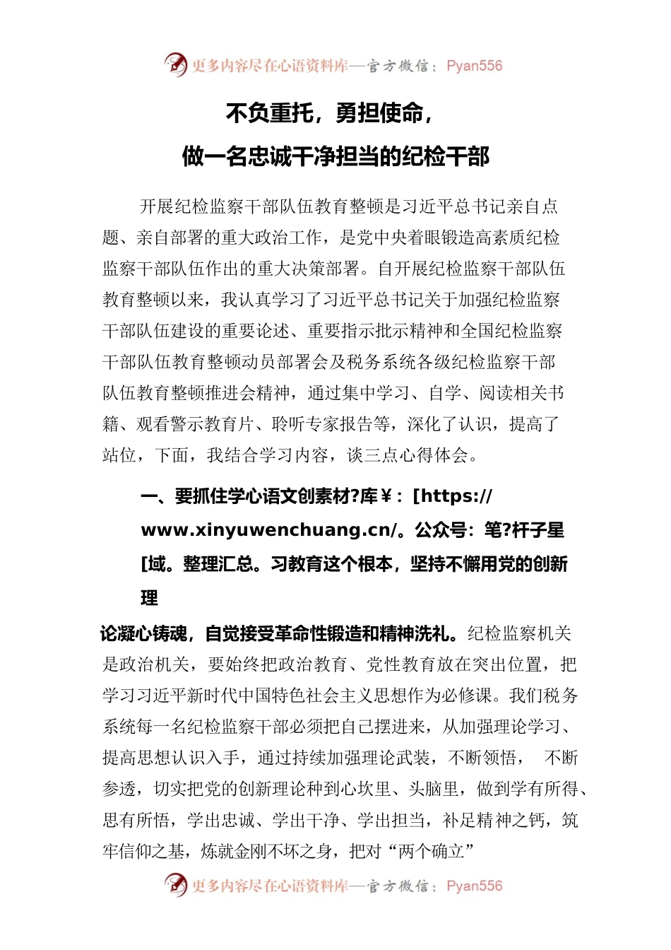 勇担使命，不负重托，做忠诚干净担当的纪检干部（王二山心得体会）.docx_第1页