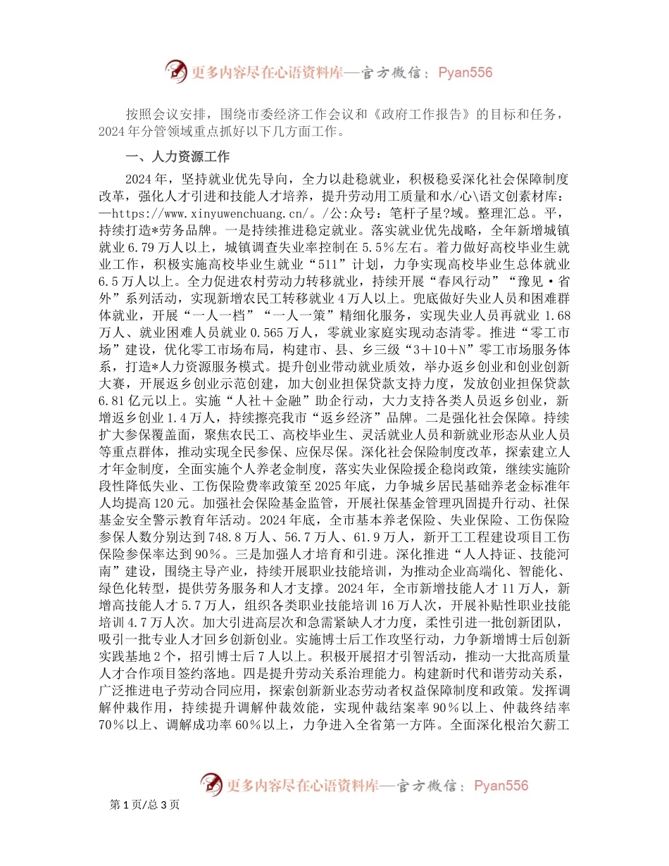 分管副市长在市政府第二次全体会议上的发言.docx_第1页