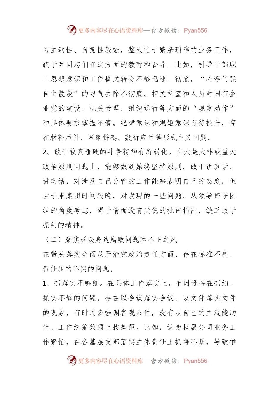关于国企巡察整改专题民主生活会总经理个人发言材料.docx_第2页