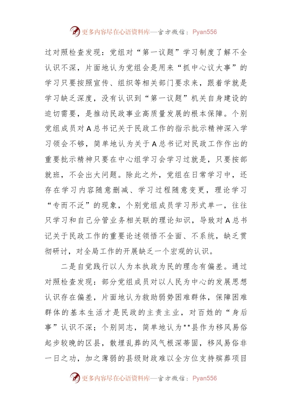 关于民政系统反馈意见整改专题民主生活会班子对照检查.docx_第2页