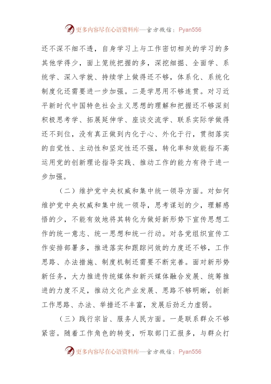 区委宣传部长2023年度主题教育专题民主生活会个人对照检查材料.docx_第2页