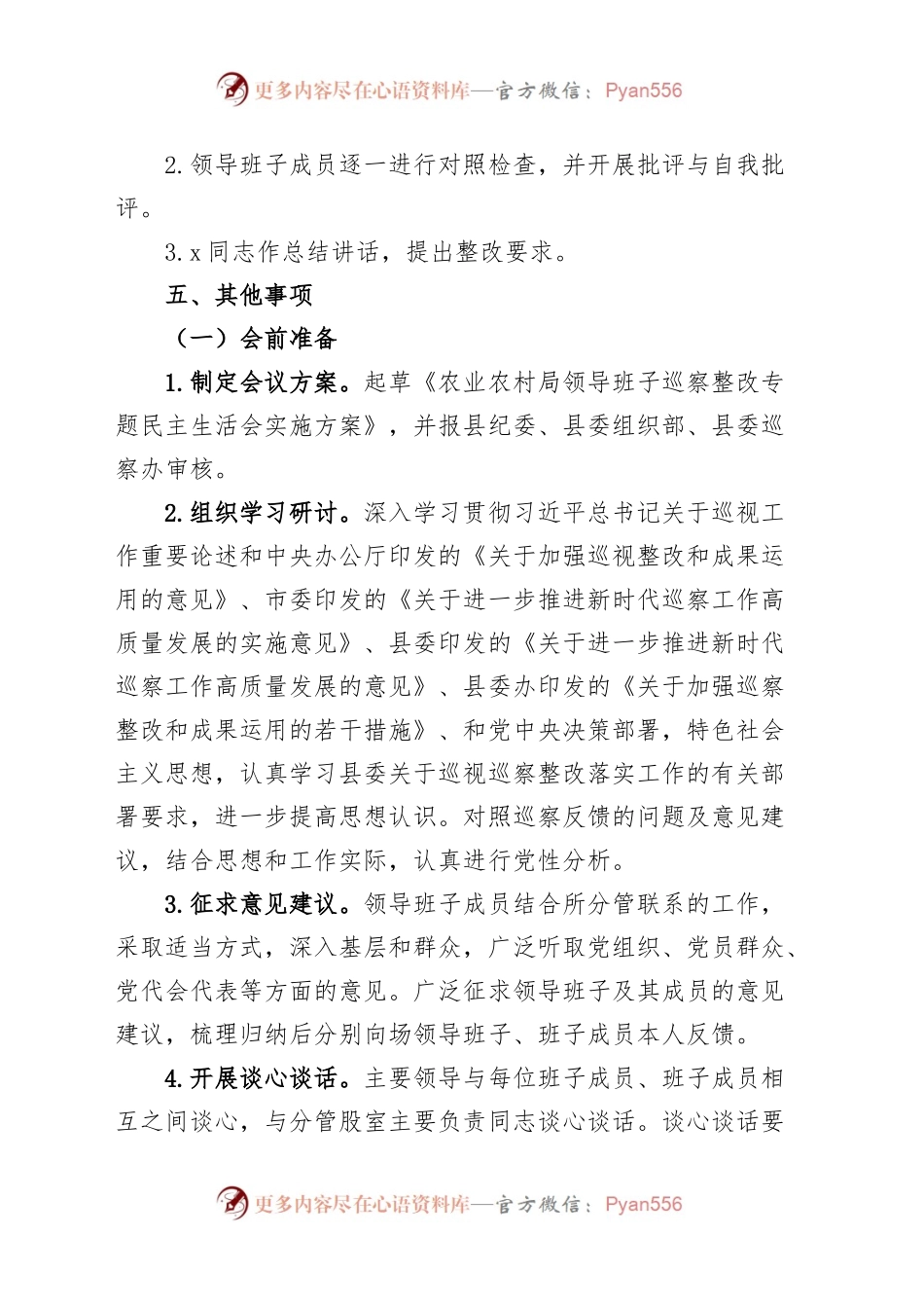 农业农村单位巡察整改民主生活会方案.docx_第2页