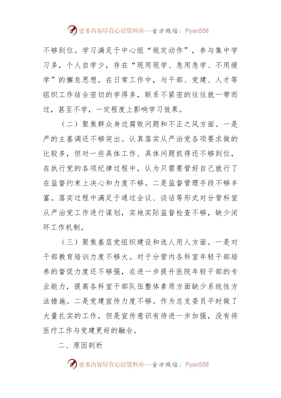 医院巡察整改专题民主生活会对照检查材料.docx_第2页