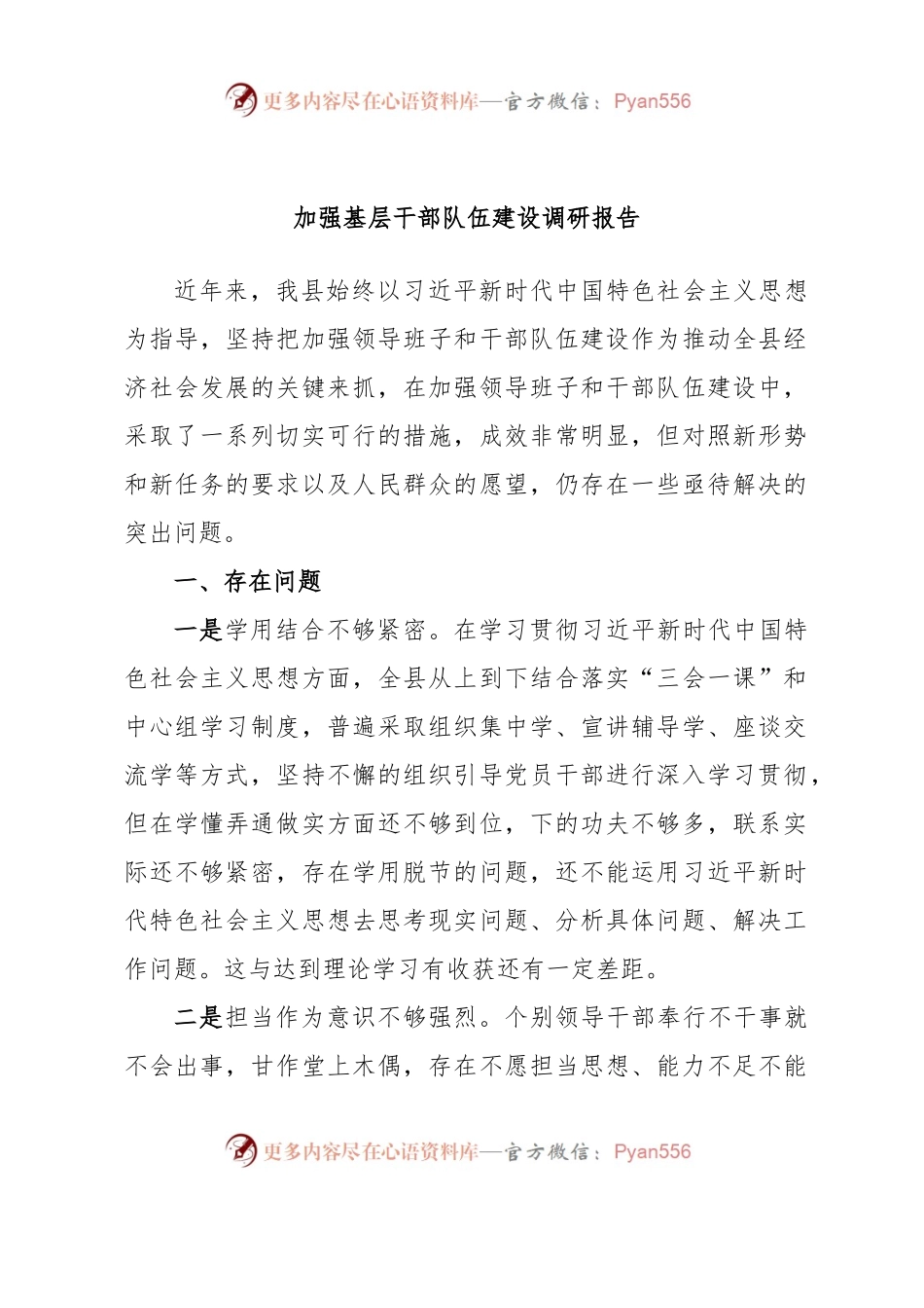 加强基层干部队伍建设调研报告.docx_第1页