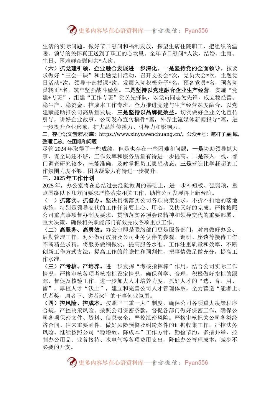 办公室2024年度工作总结和2025年工作计划.docx_第2页