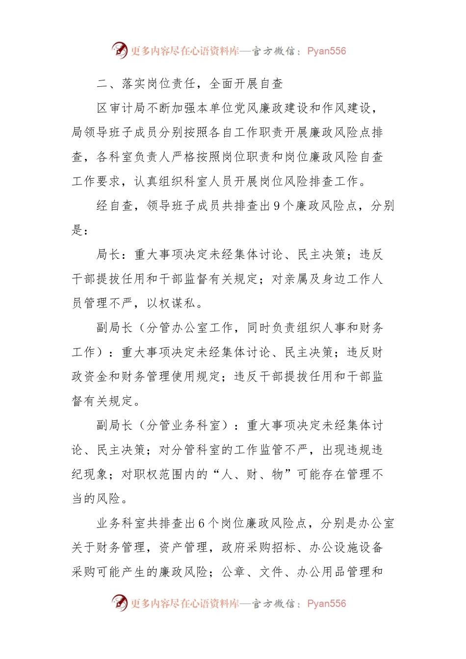 区审计局廉政风险排查防控自查报告.docx_第2页