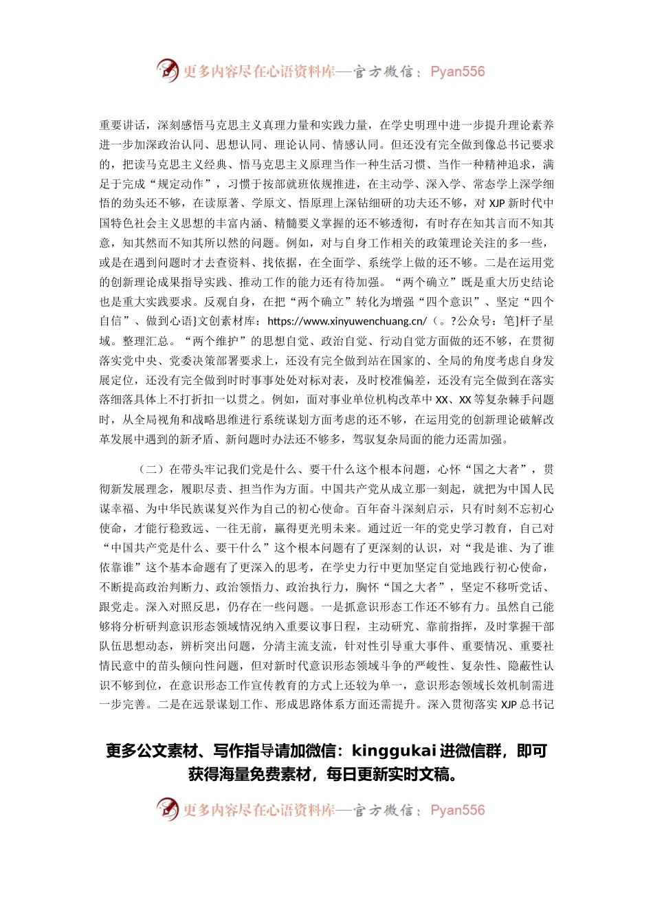 卫生健康委副主任党史学习教育专题民主生活会个人对照检查材料.docx_第2页