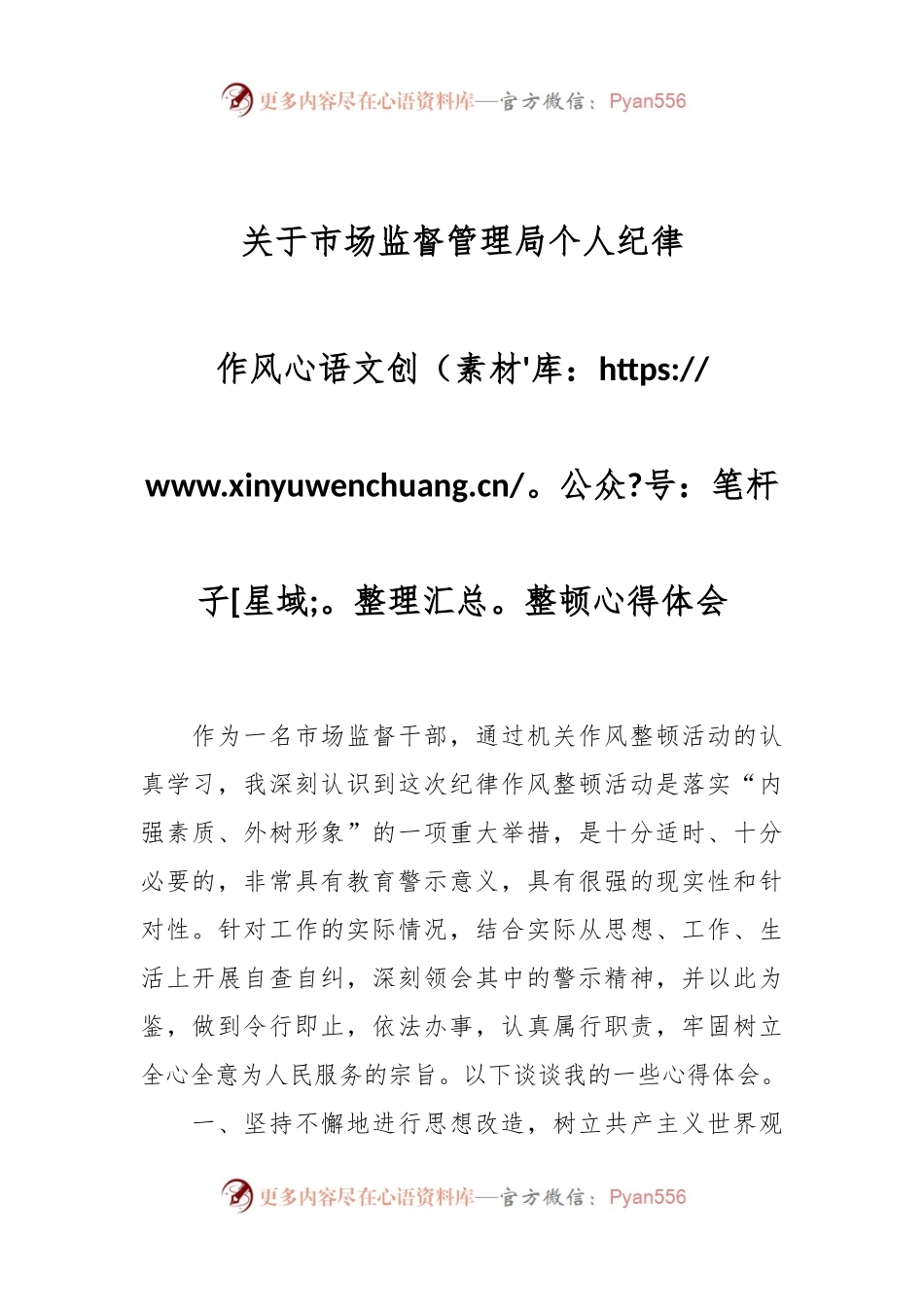 关于市场监督管理局个人纪律作风整顿心得体会.docx_第1页