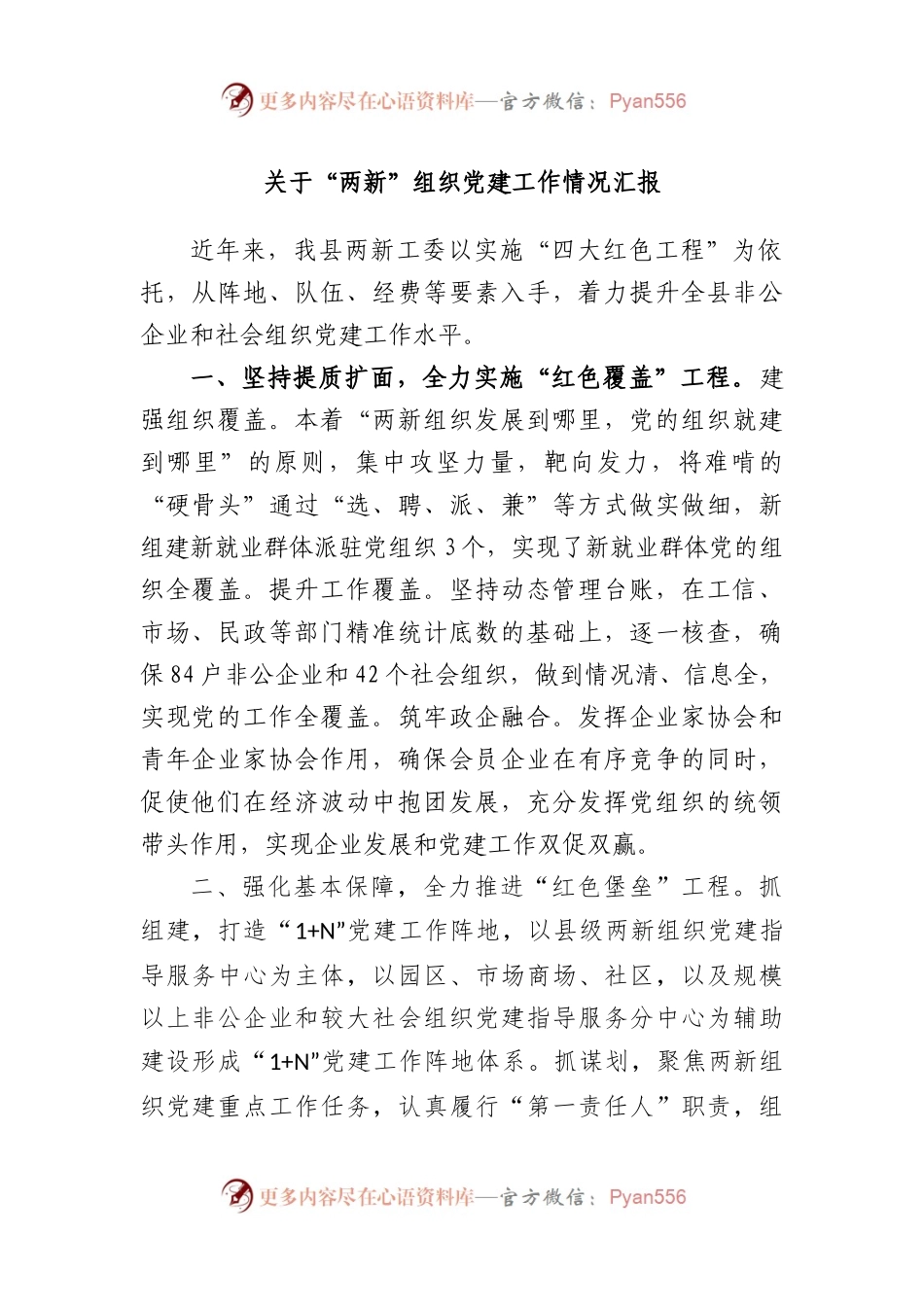 关于“两新”组织党建工作情况汇报.docx_第1页