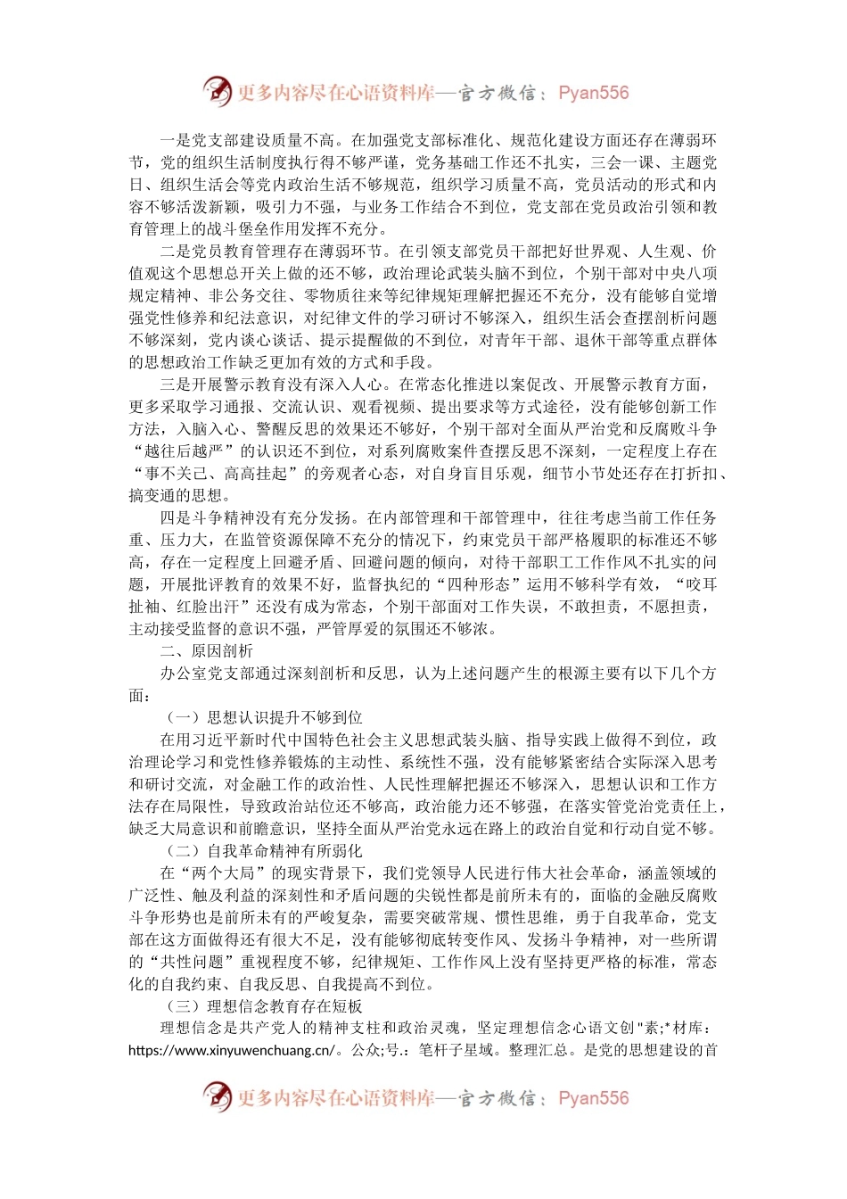 办公室党支部班子2022年度组织生活会对照检查3400字.docx_第2页