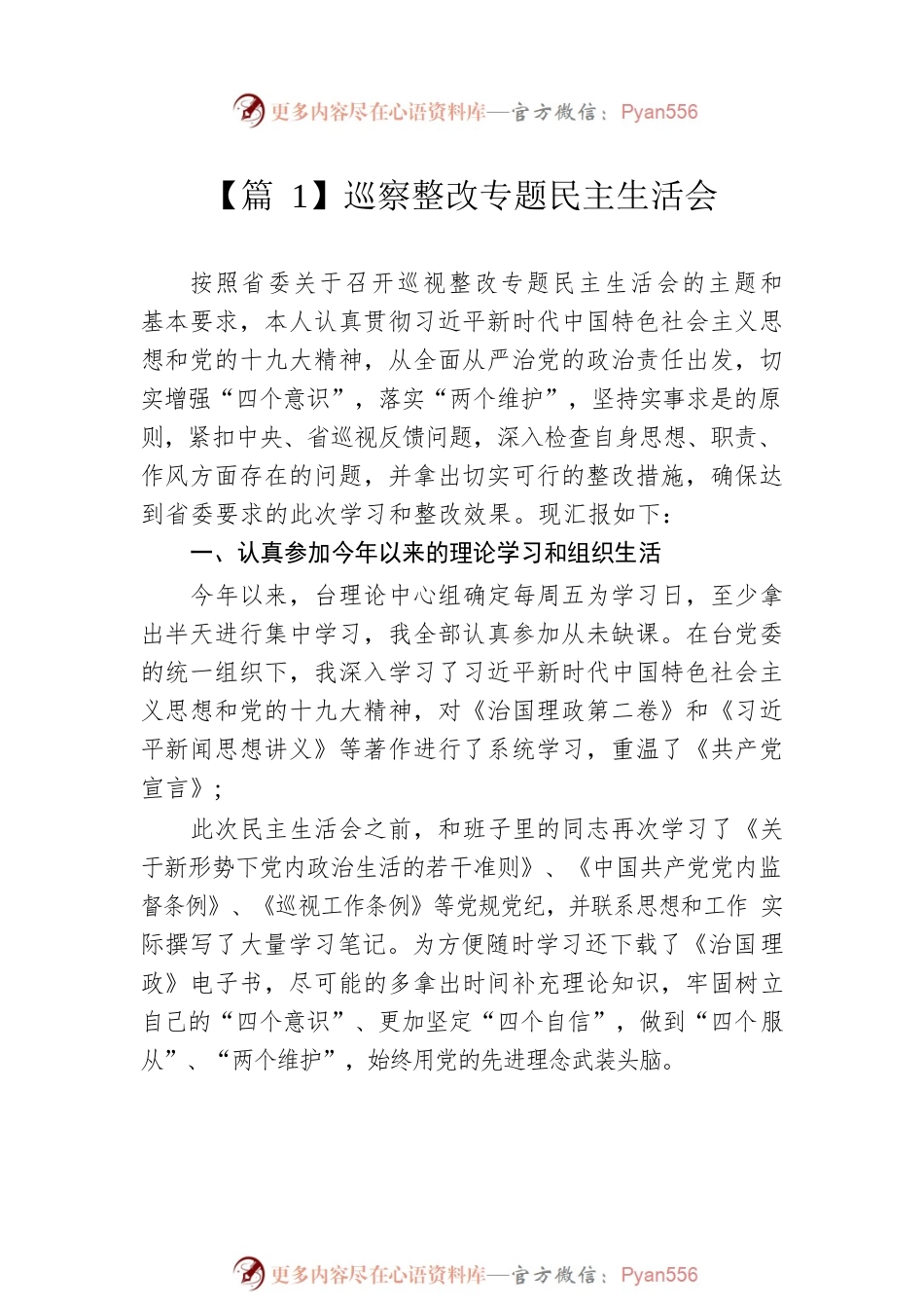 关于巡察整改专题民主生活会【四篇】.docx_第2页