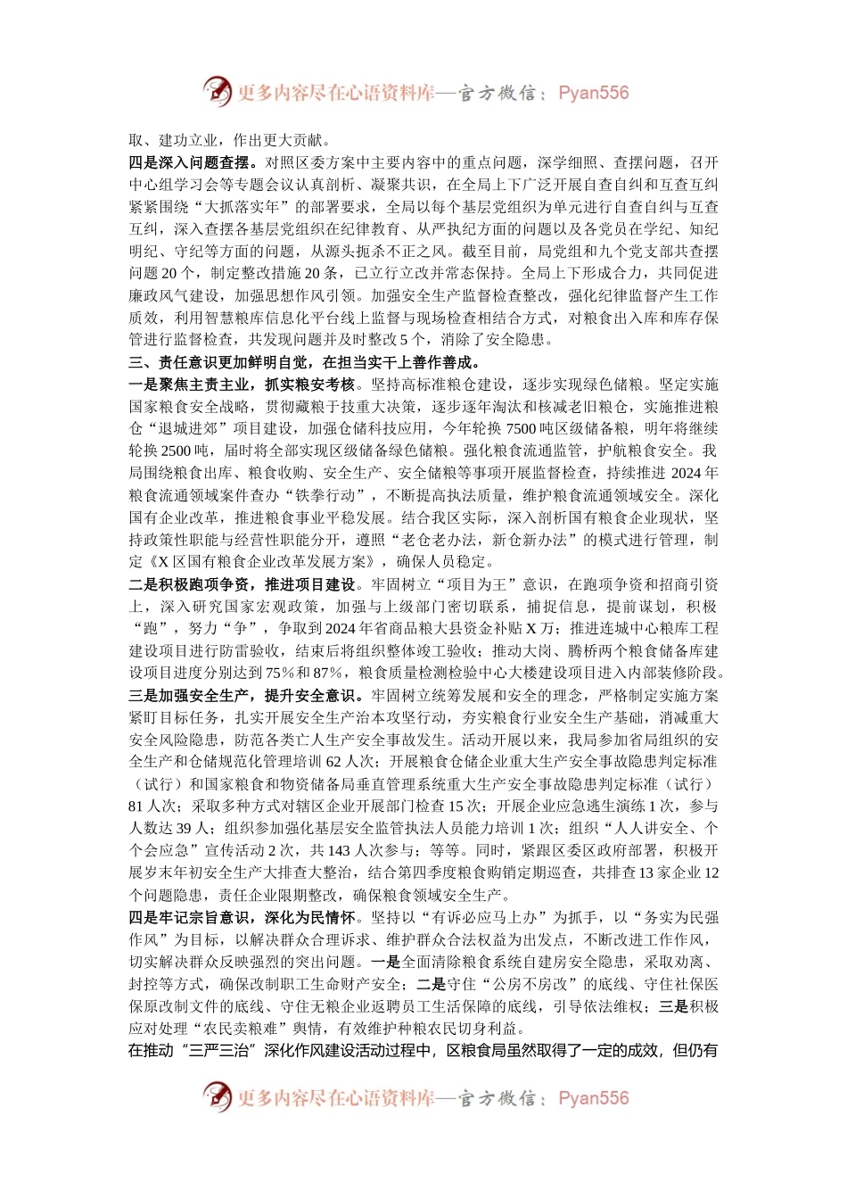 区粮食局“三严三治”深化作风建设活动总结报告.docx_第2页