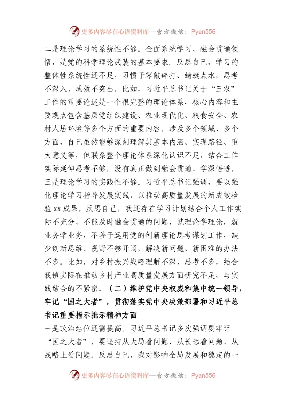 副镇长2023年度专题民主生活会对照检查材料（践行宗旨等6个方面）(1).docx_第2页