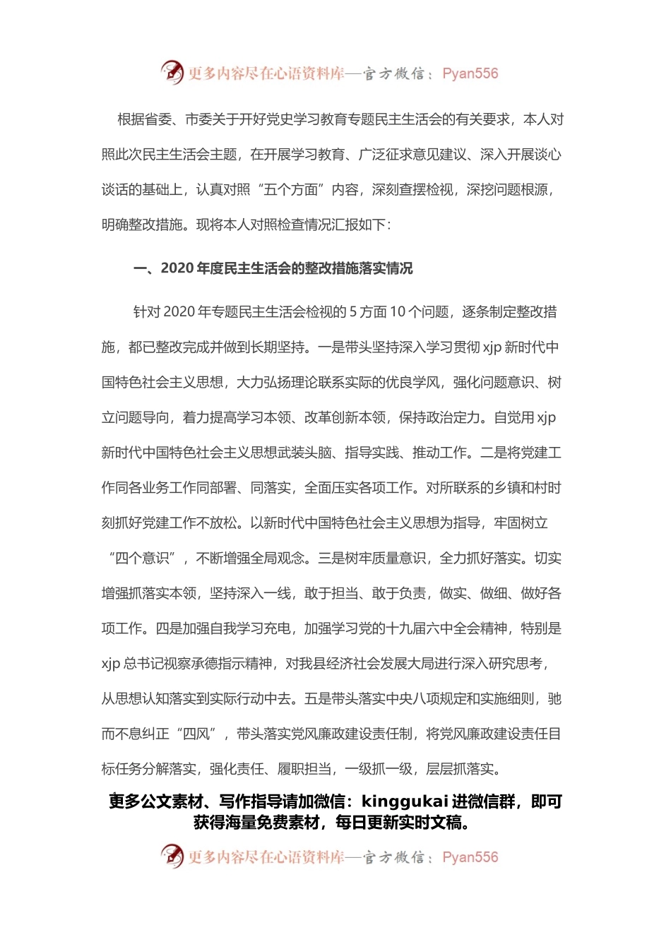 副书记2021年党史学习教育五个带头民主生活会对照检查材料.docx_第1页
