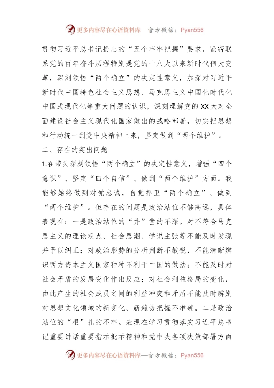 关于领导干部在本年度民主生活会个人对照检查材料.docx_第2页