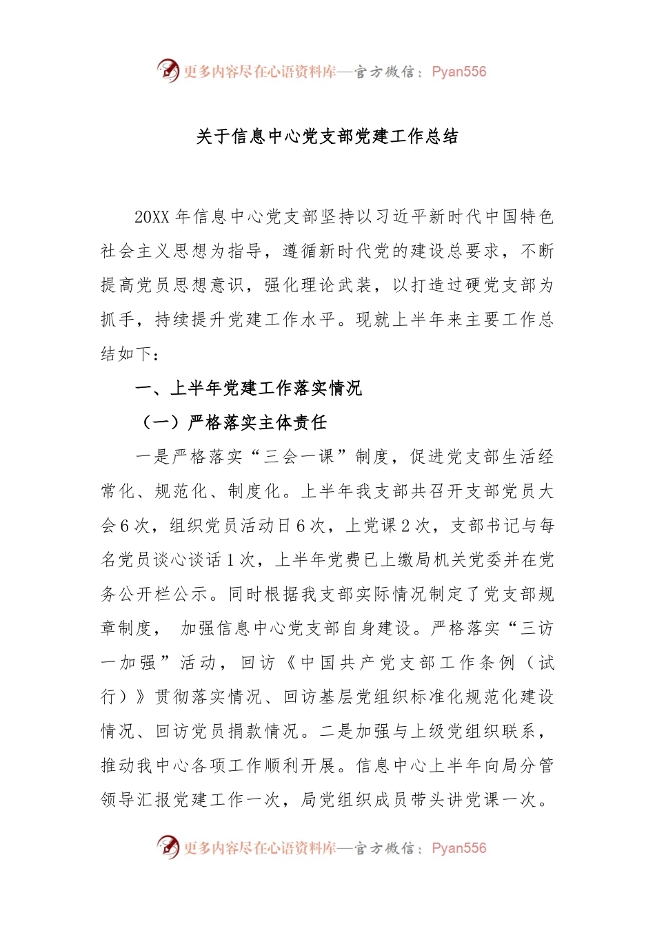 关于信息中心党支部党建工作总结.docx_第1页