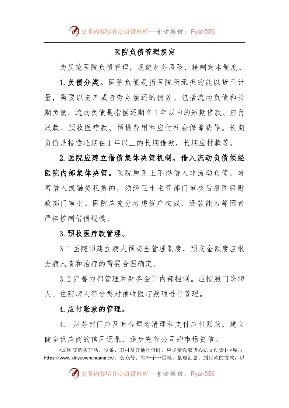 医院负债管理规定.docx_第1页