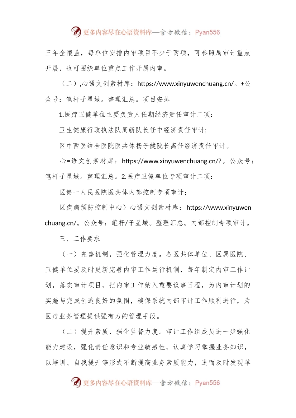 区卫健系统2024年度内部审计工作计划.docx_第2页