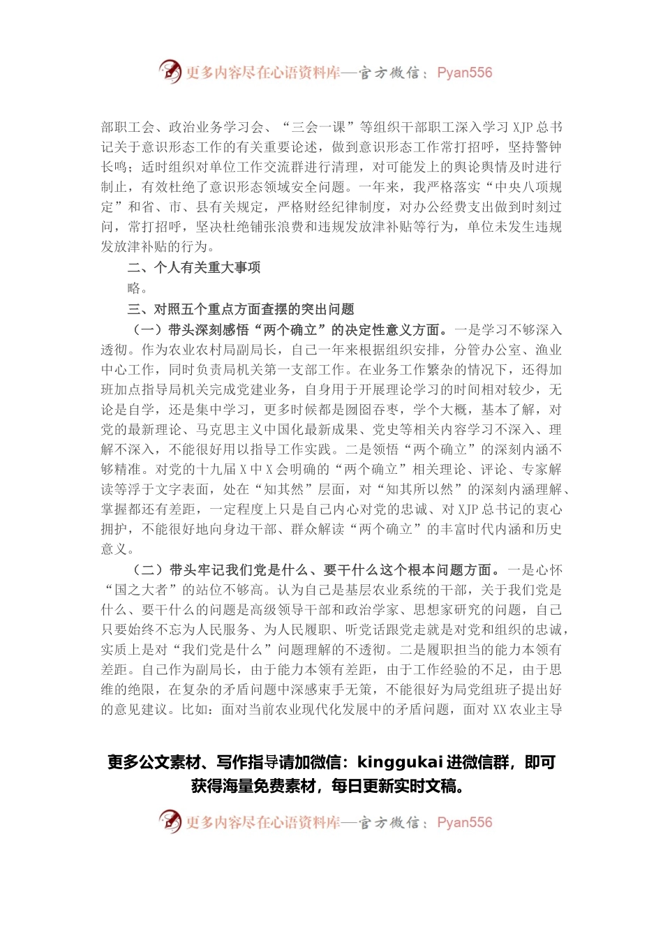 副局长2021年党史学习教育五个带头专题民主生活会个人发言提纲.docx_第2页