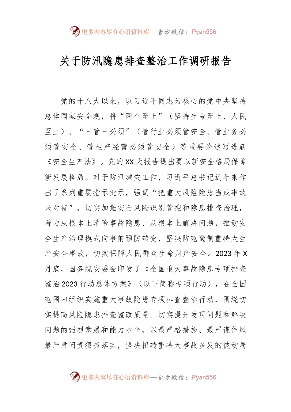 关于防汛隐患排查整治工作调研报告.docx_第1页