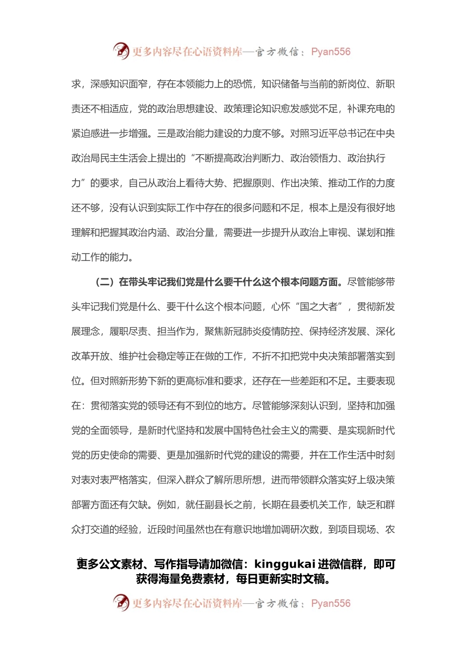 副县长党史学习教育专题民主生活会“五个带头”对照检查发言材料.docx_第2页