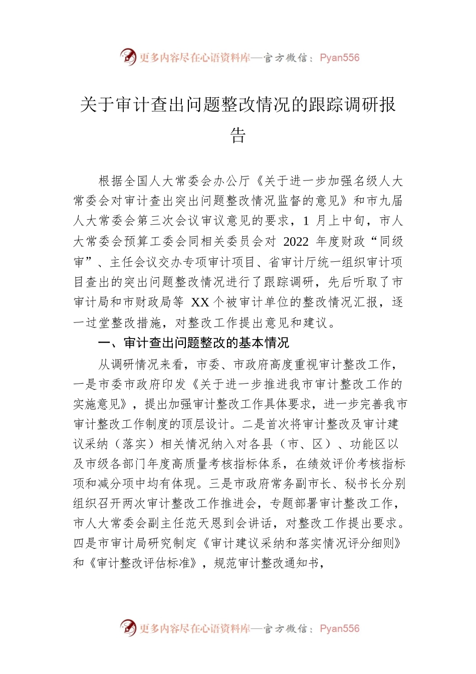 关于审计查出问题整改情况的跟踪调研报告.docx_第1页