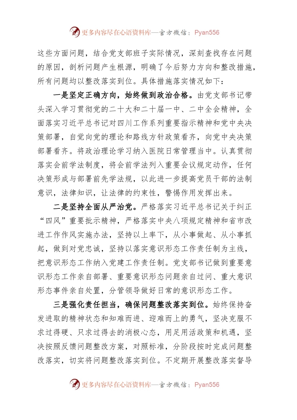 医院支部班子2023年度主题教育组织生活会检查材料（开展主题教育、执行决定、严格生活、党员教育、服务群众、自身建设，检视剖析，发言稿提纲第二批次对照）六个方面20240124.docx_第2页