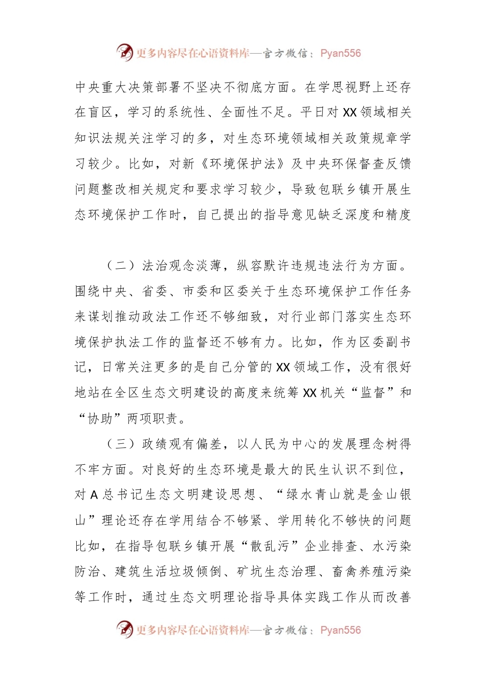 关于中央生态环保督查责任追究问题以案促改专题民主生活会个人发言提纲.docx_第2页