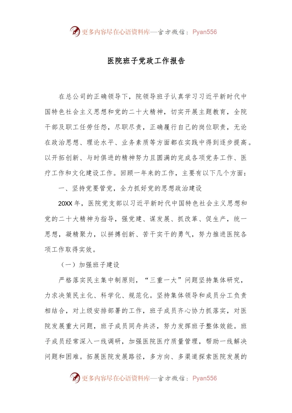 医院班子党政工作报告.docx_第1页