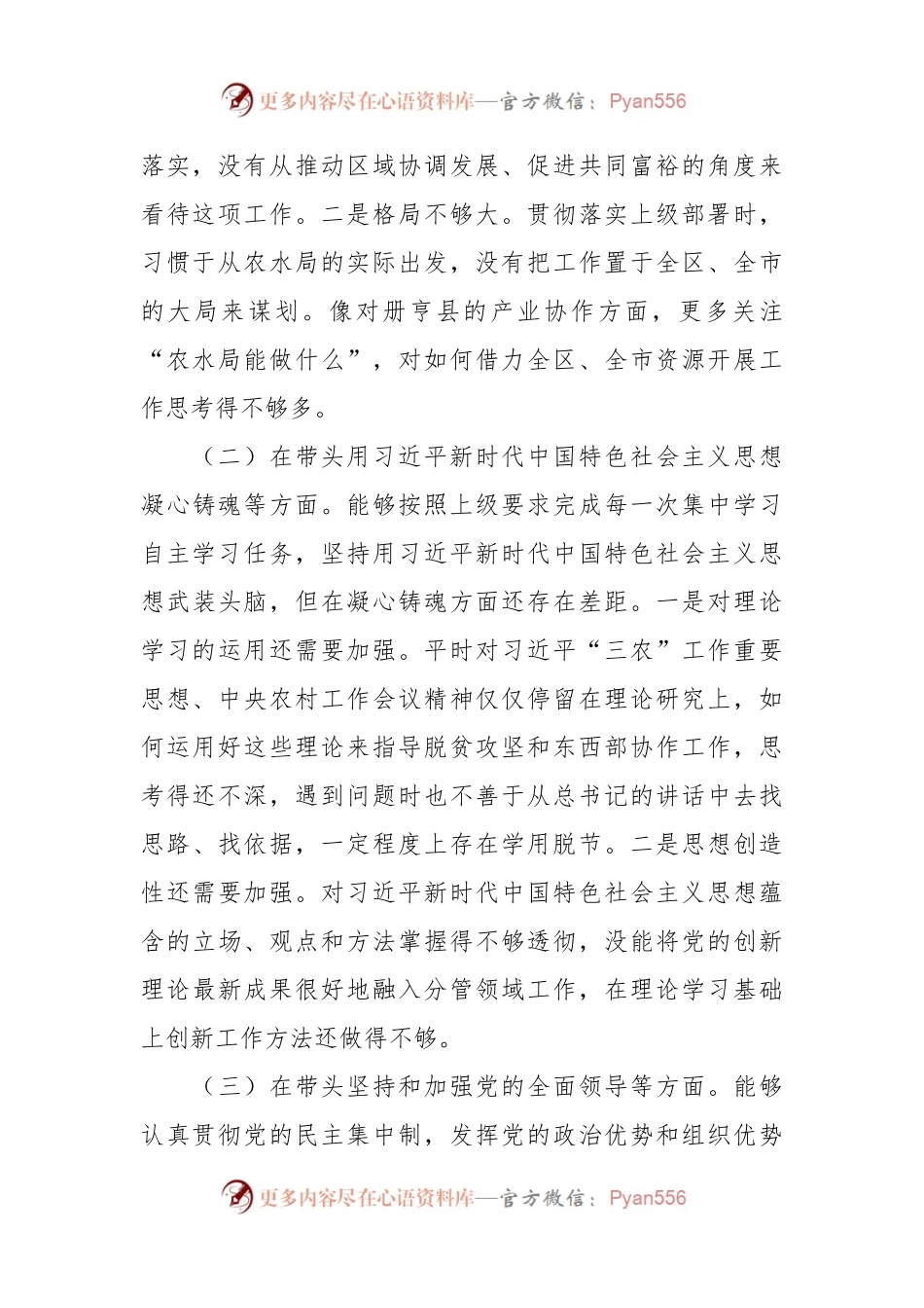 农业农村局局长民主生活会对照检查材料.docx_第2页