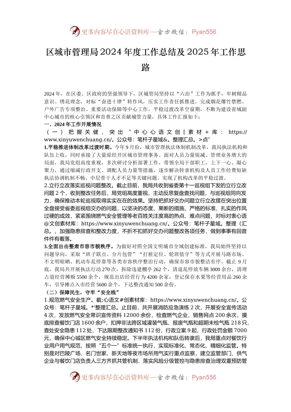区城市管理局2024年度工作总结及2025年工作思路.docx_第1页