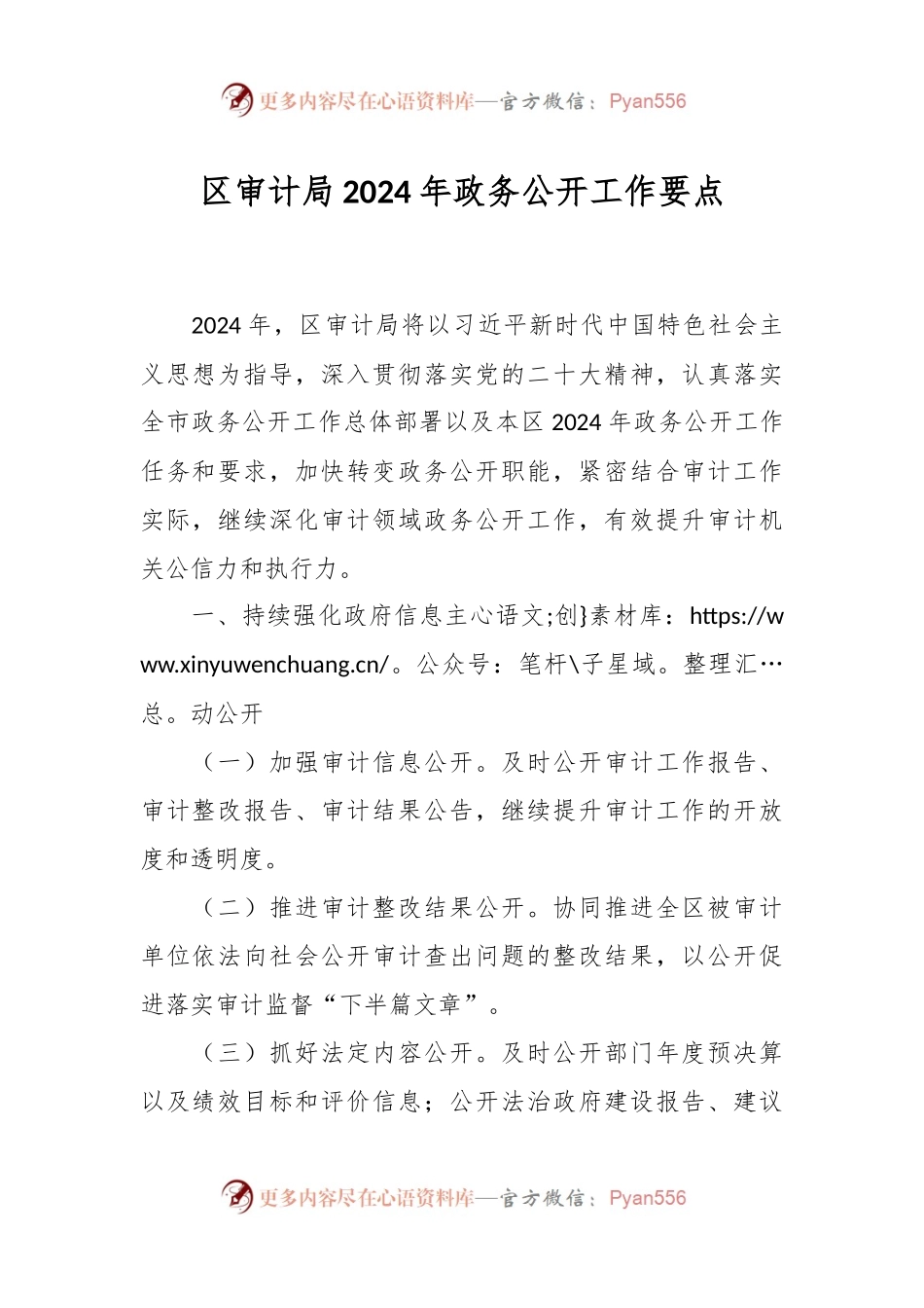 区审计局2024年政务公开工作要点.docx_第1页