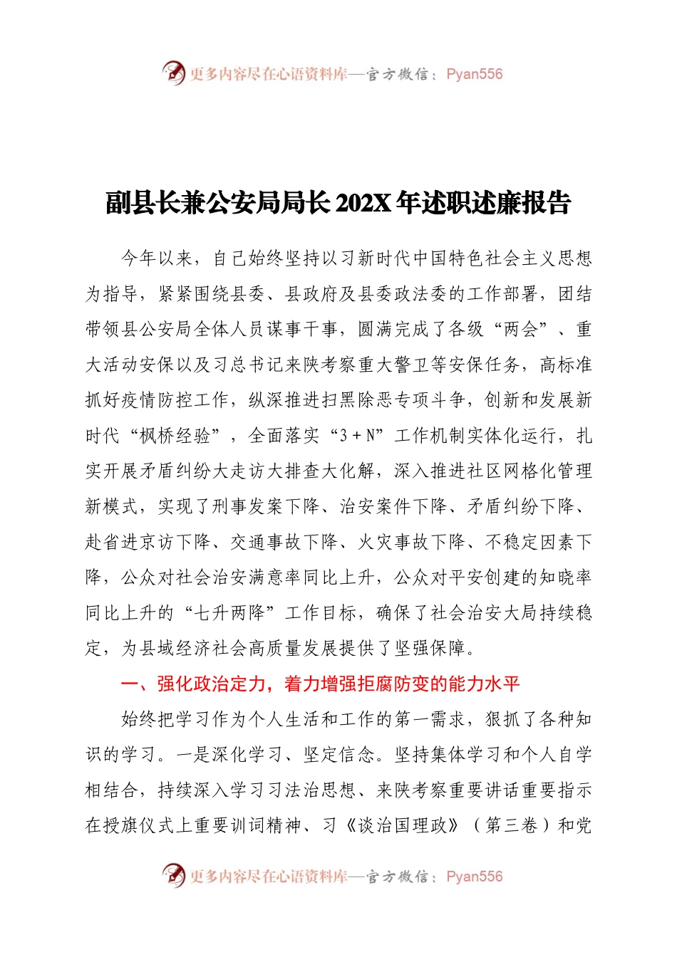 副县长兼公安局局长202X年述职述廉报告.docx_第1页