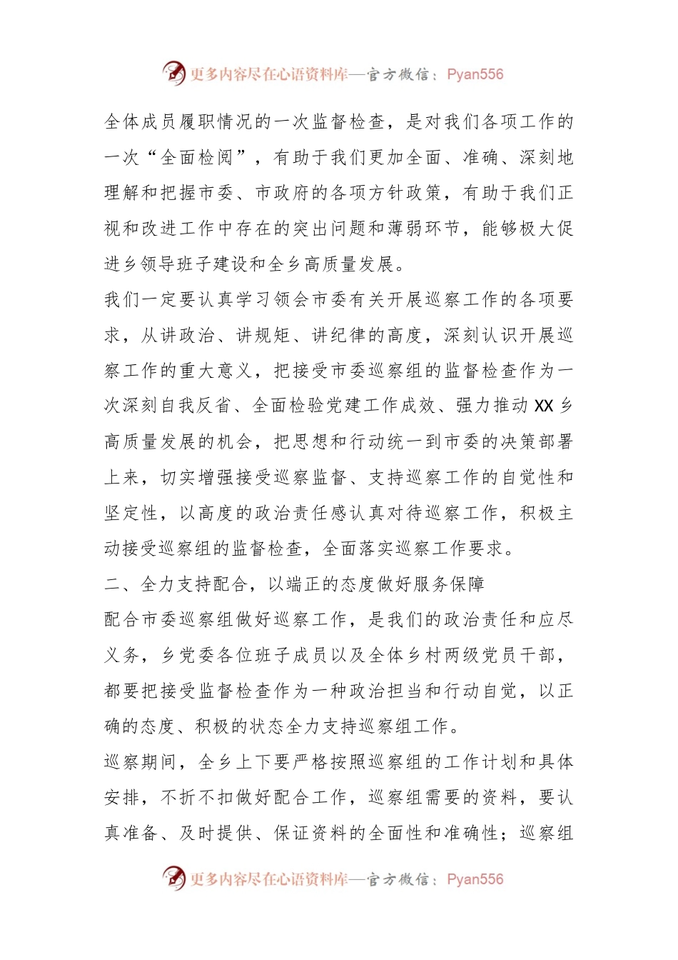 关于党委在巡视巡察工作动员会上的表态发言.docx_第2页