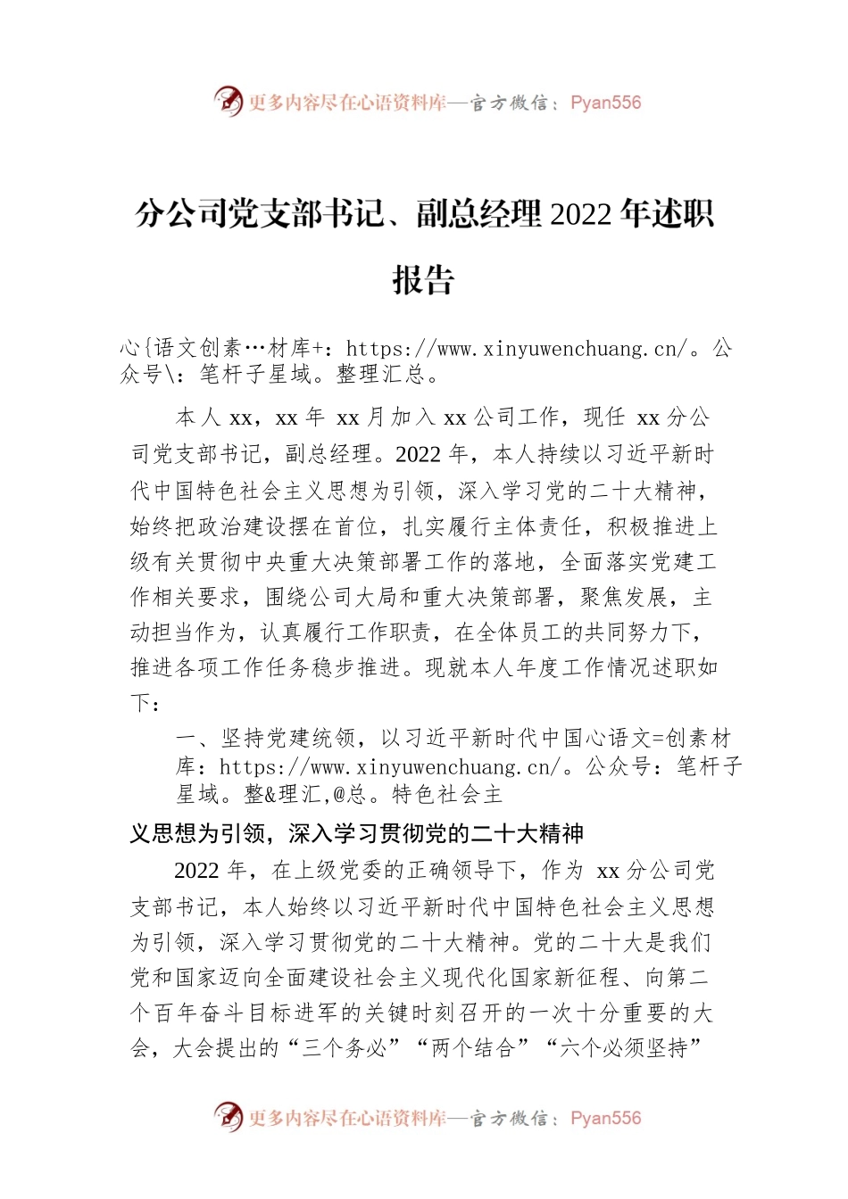 分公司党支部书记、副总经理2022年述职报告.docx_第1页