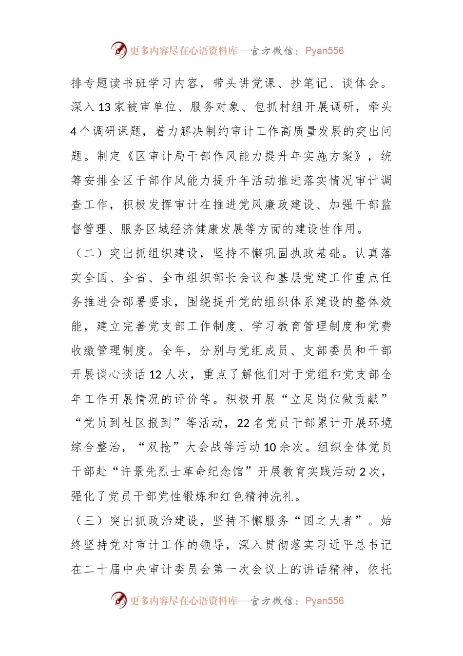 区县审计局党组书记2023年抓党建工作述职报告.docx_第2页