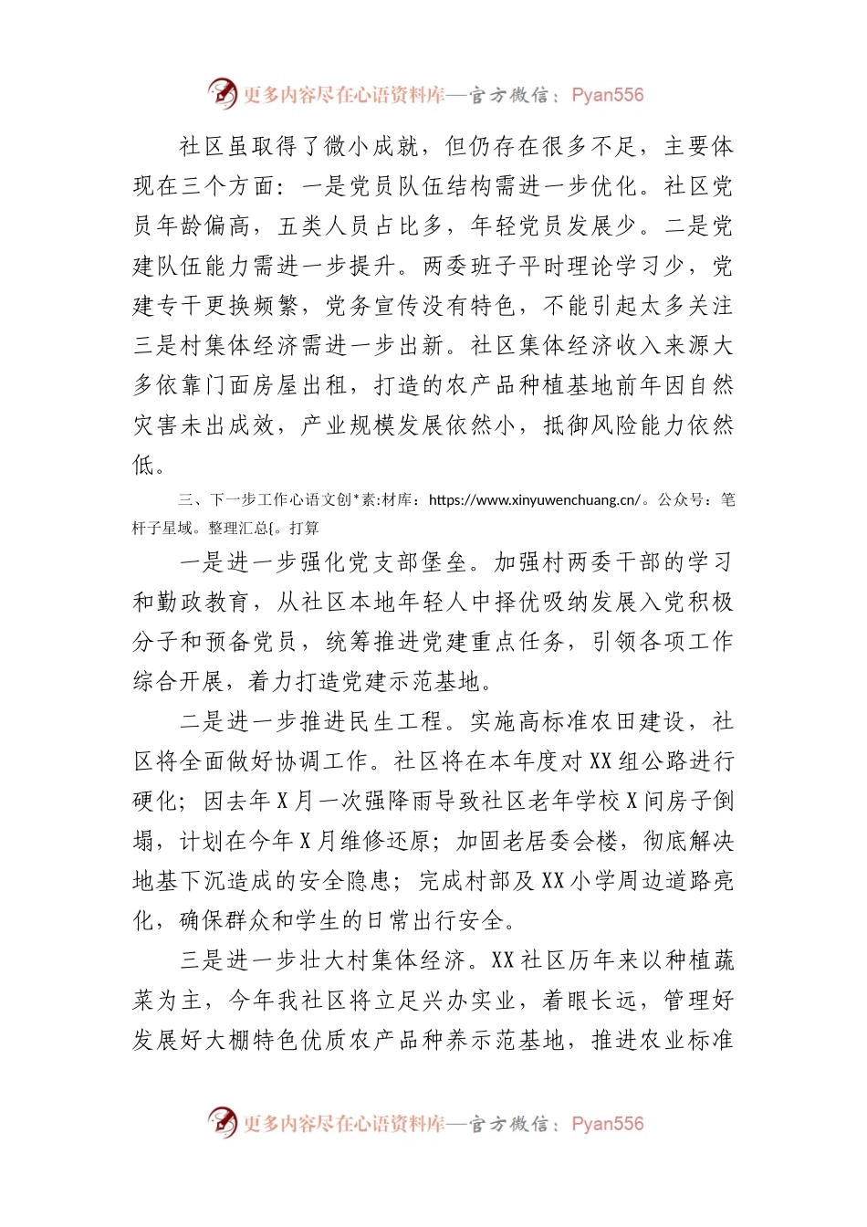 农村社区党支部支部书记述职报告.docx_第2页