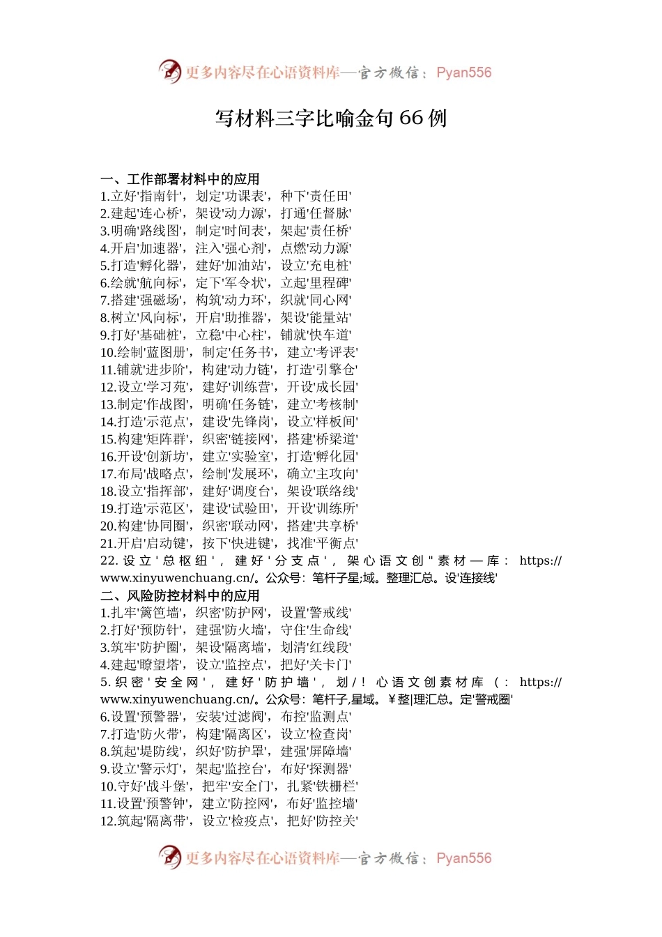 写材料三字比喻金句66例.docx_第1页