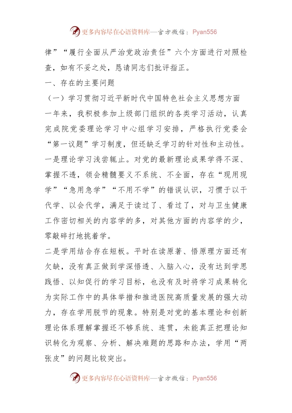 医院领导班子2023年主题教育专题民主生活会XXX同志个人发言稿提纲（六个方面）.docx_第2页