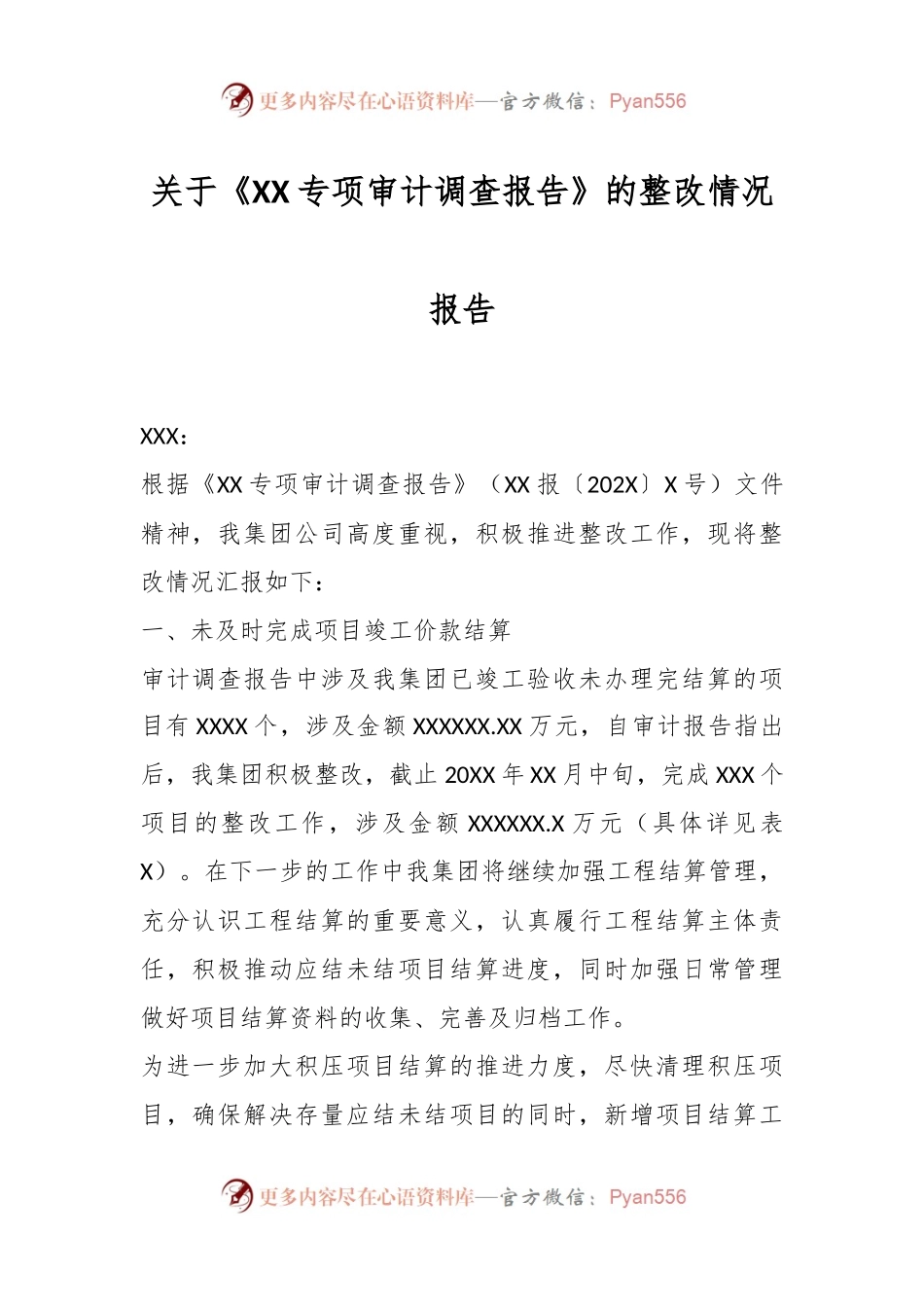 关于《XX专项审计调查报告》的整改情况报告.docx_第1页