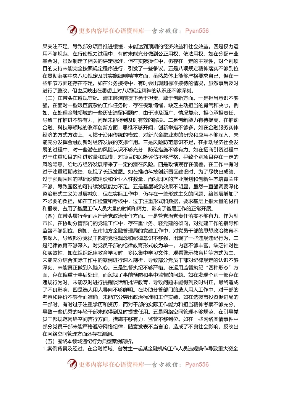 分管金融副市长关于2024年度民主生活会个人对照检视材料.docx_第2页