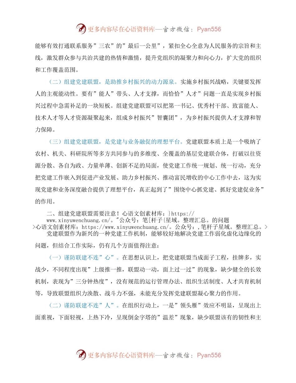 关于乡村振兴背景下组建党建联盟的思考与对策.docx_第2页