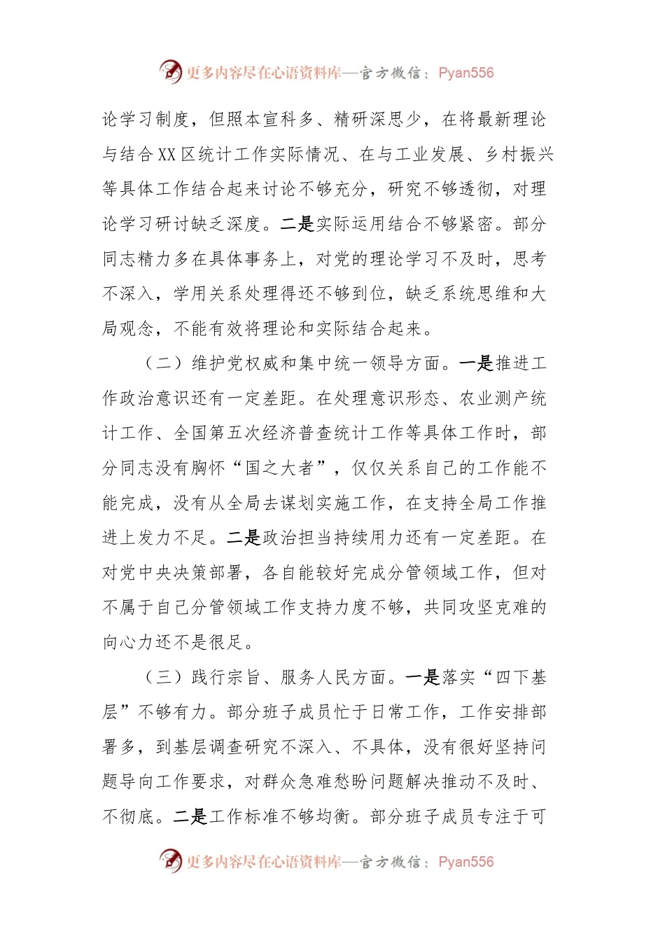 区统计局党组班子2023年度民主生活会对照检查材料.docx_第2页
