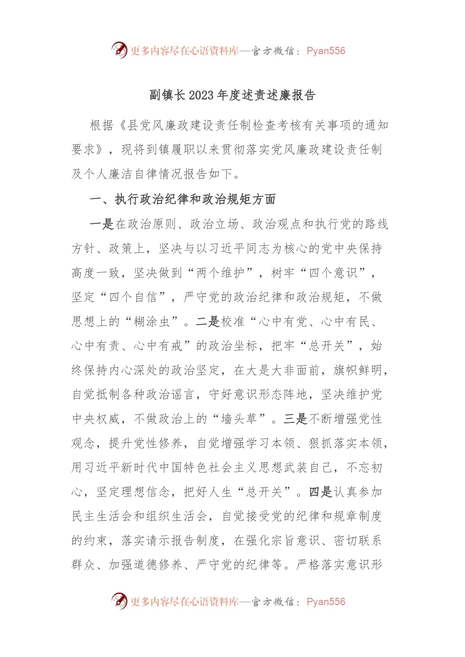 副镇长2023年度述责述廉报告.docx_第1页